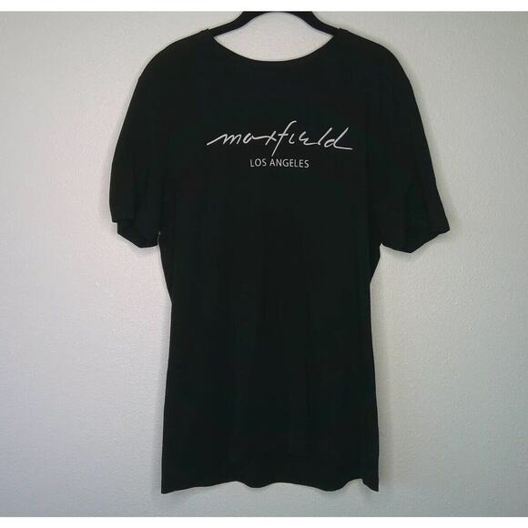 Maxfield Black Round Neck Short Sleeve Tee White Maxfield Los Angeles Logo M - Picture 1 of 9
